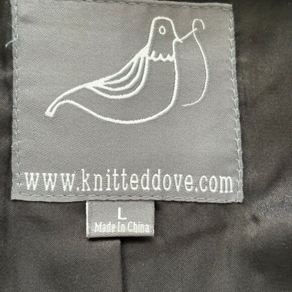 Knitted Dove Retro Button Front Jacket Coat Women’s Size L Gray/Black Trim EUC! - Picture 10 of 12